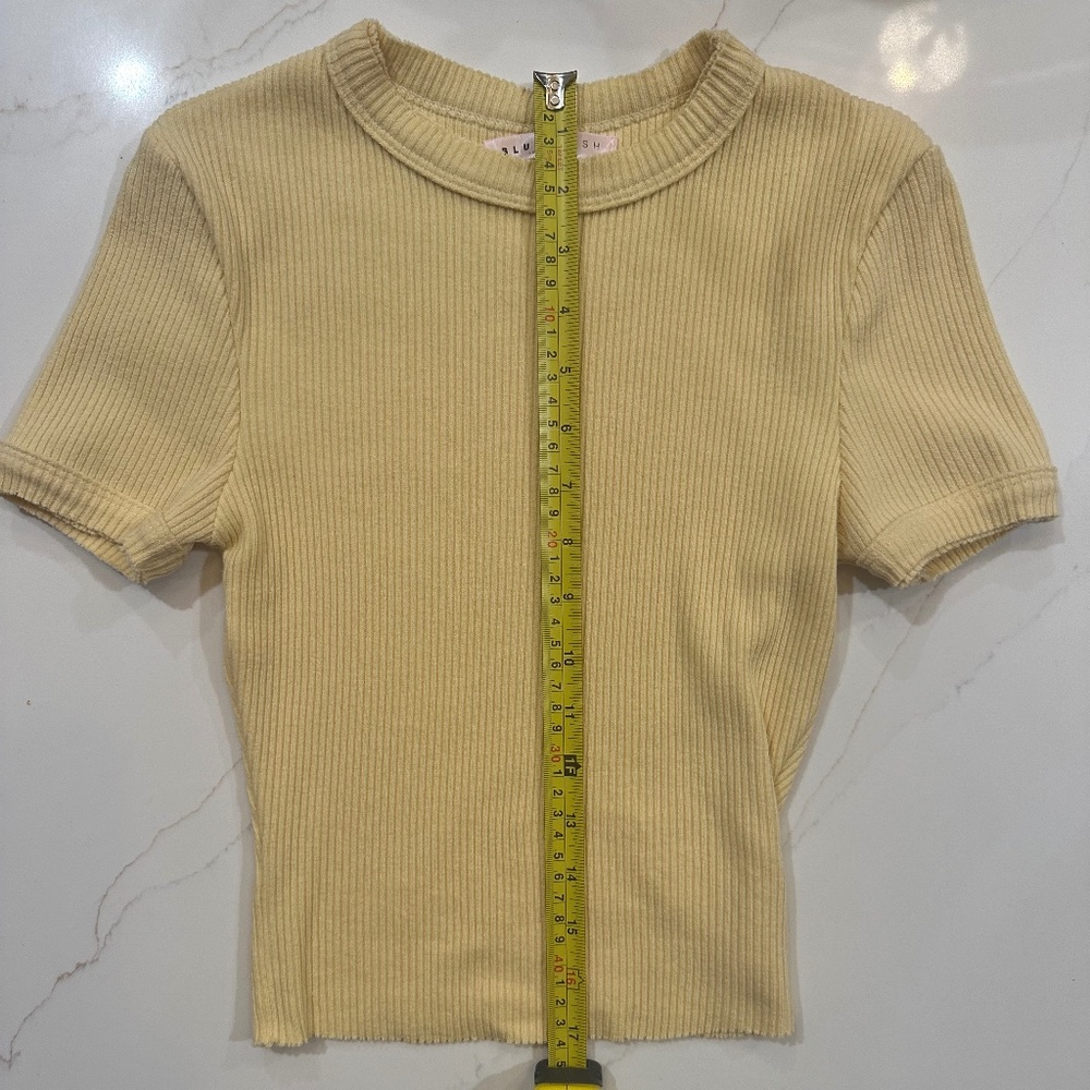 Girls Ribbed Yellow Crop Top, Small - Picture 3 of 4